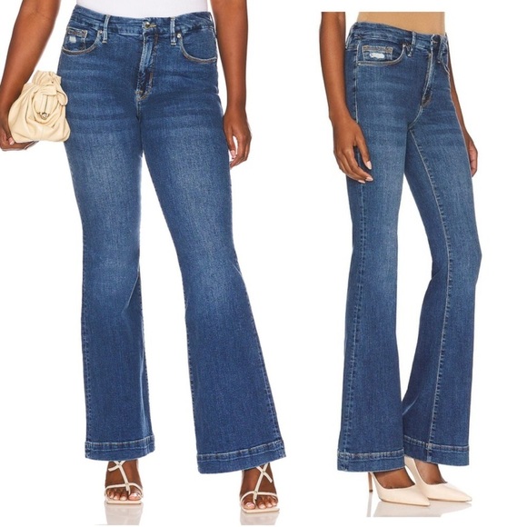 Good American Women's Good Flare with Deco Back Yoke A Blue Denim Jeans Size 26 - Picture 2 of 12